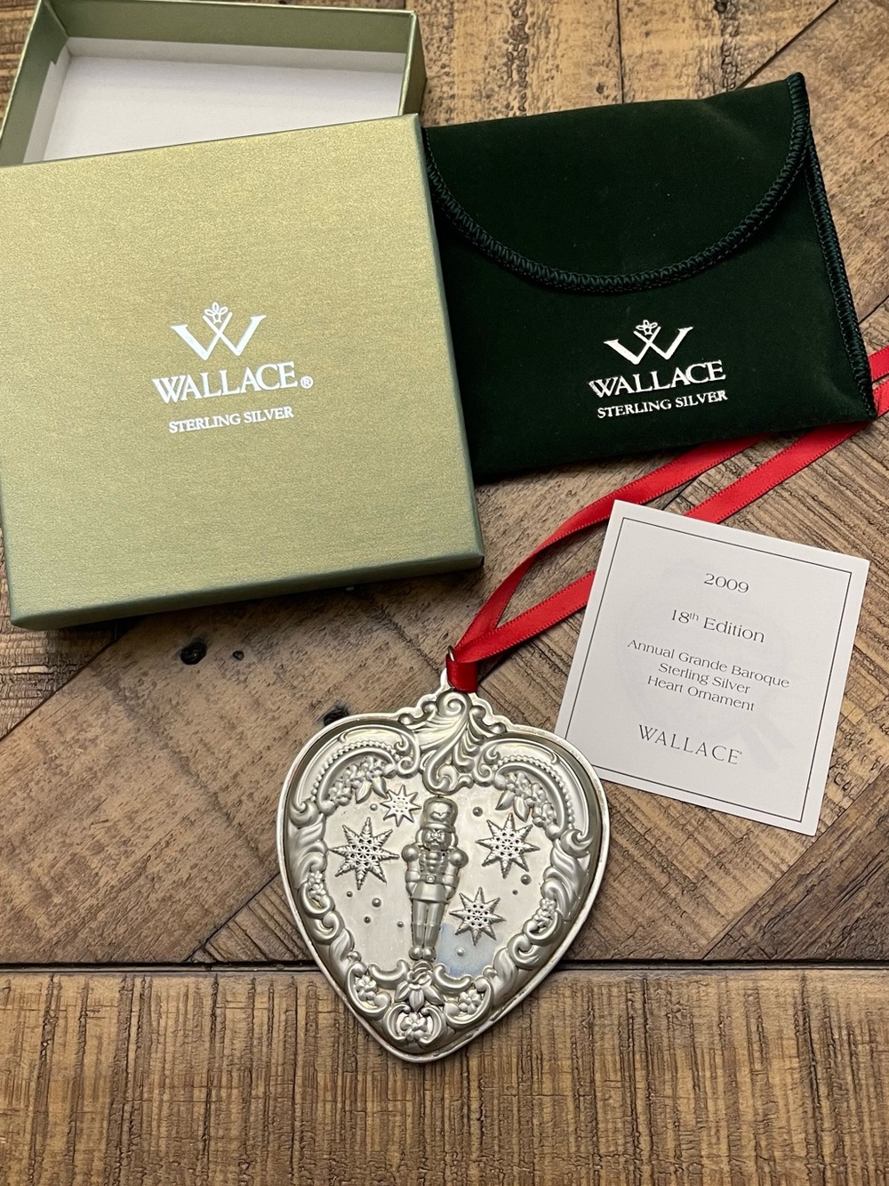 2009 Wallace Grande Baroque Heart Sterling Silver Ornament